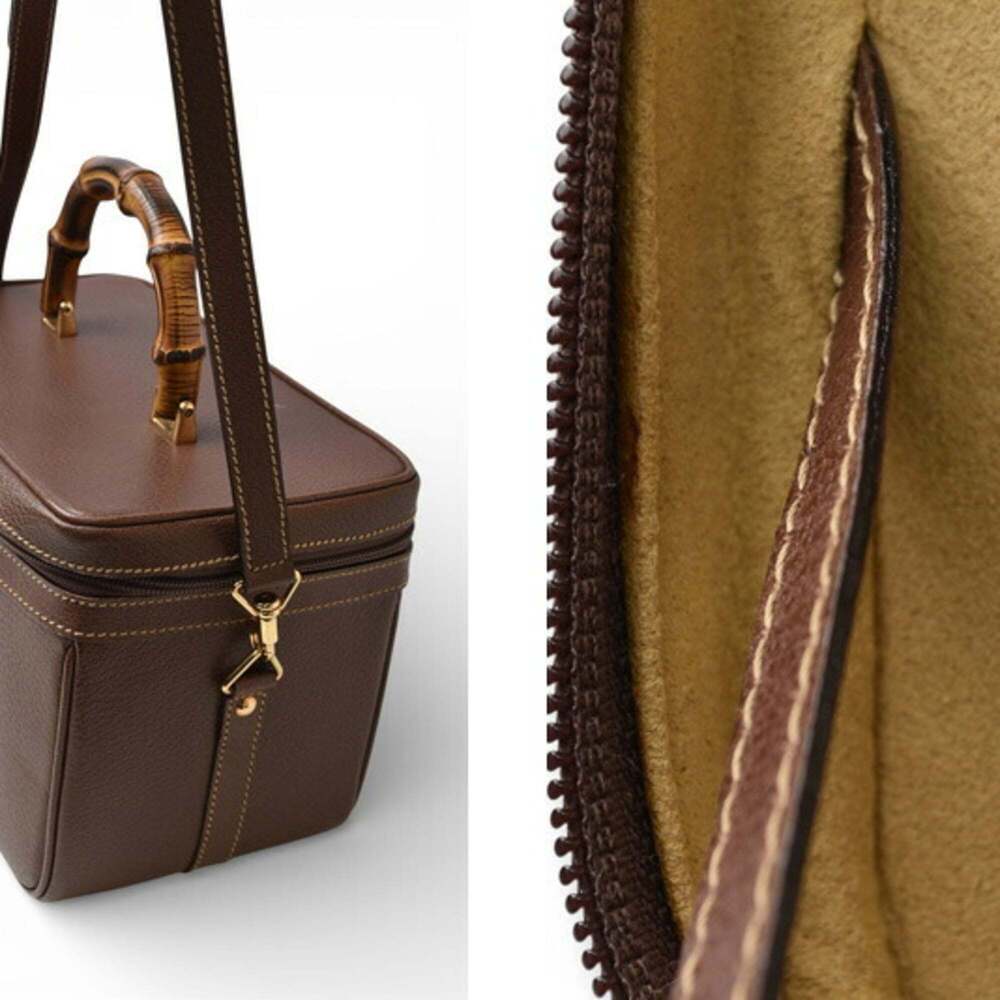 GUCCI Brown Leather Bamboo Vanity Bag - Picture 4 of 16